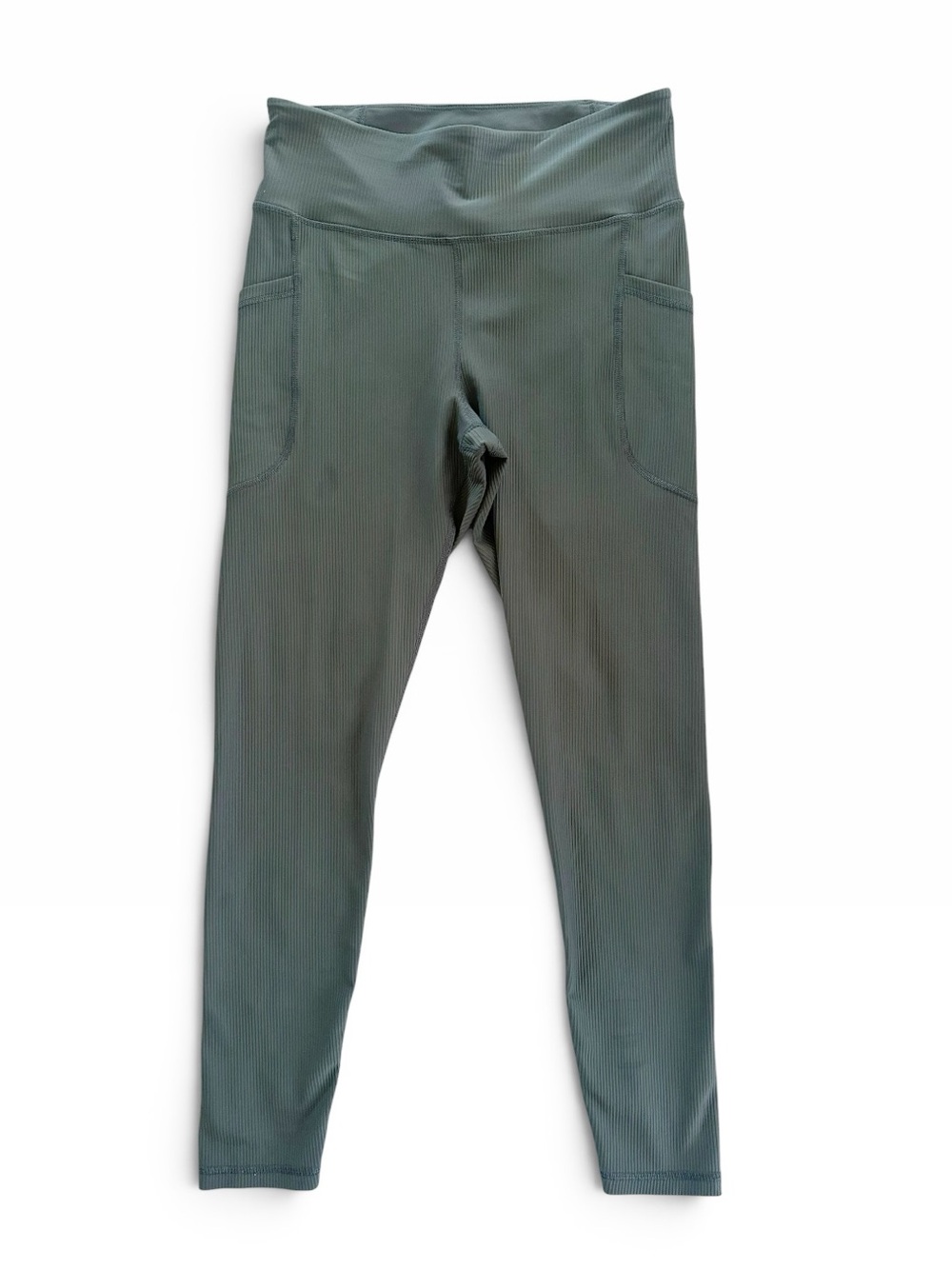 Old Navy Active PowerSoft Ribbed High-Rise Pocket Leggings - Sage Green - L Tall